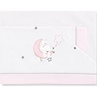 Pirulos 00313114 - Sábanas- diseño luna- 60 x 120 cm- color blanco y rosa